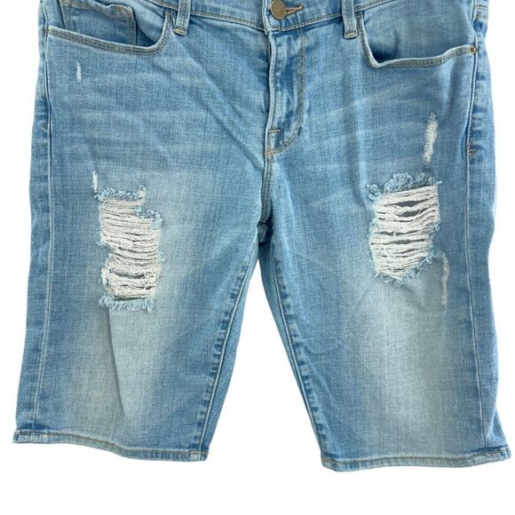 FRAME Le Grand Garcon Blue Denim Distressed Cut Off Bermuda Shorts Size 28 - Picture 4 of 13